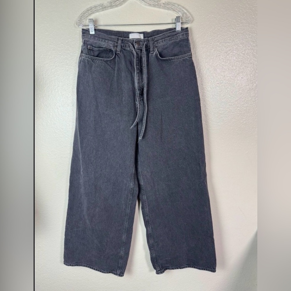 COS Gray Wide-Leg Cropped Denim Jeans Cotton Size 34